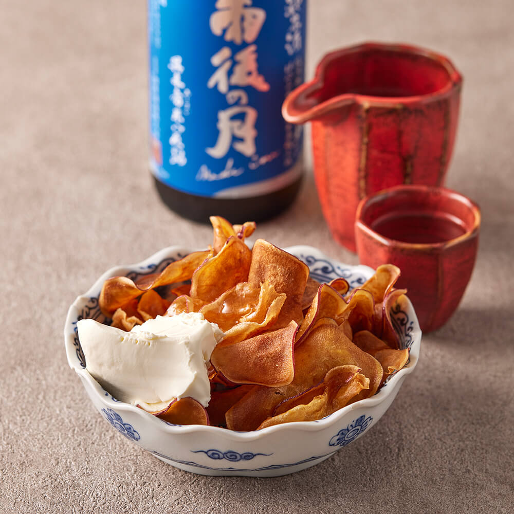 サツマイモチップスとマスカルポーネ